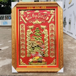 [67x50] Cửu huyền thất tổ bằng đồng cao 67cm x ngang 50cm- Mặt kính ( Mâm ngũ quả)