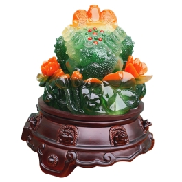 Cóc Ngậm Tiền Vàng mẫu hồ lô Cao 23cm - màu xanh