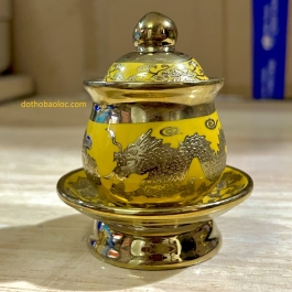 Hủ đựng muối gạo họa tiết rồng vàng 3D cao 9.5cm