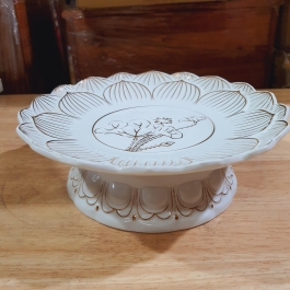 Đĩa trái cây sứ trắng bạch ngọc cao cấp cao 9cm đường kính 23 cm