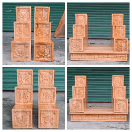 Bục tam cấp bàn thờ Thần Tài Thổ Địa mặt 16cm gỗ xoan cao cấp – Mẫu mới