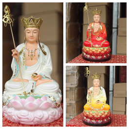 Tượng Địa Tạng Vương Bồ Tát bằng Composite cao cấp ngồi đài sen cao 30cm