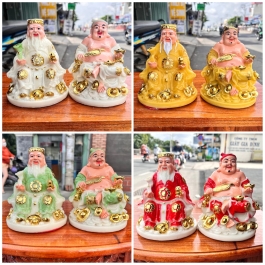 [6inch] Tượng Thần Tài Thổ Địa đá Việt Nam cao 14.5cm - 4 Màu (Đỏ, Vàng, Trắng, Xanh)