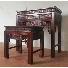 Bàn thờ gia tiên gỗ muồng mẹ bồng con ngang 1m54