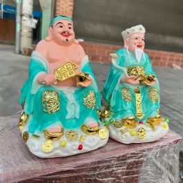 [10inch] Tượng Thần tài Thổ địa đá Việt Nam mẫu đám mây cao 27cm - Xanh