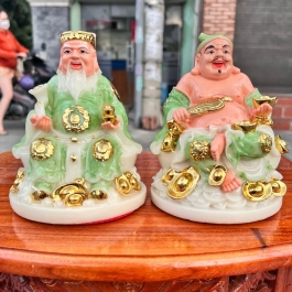 [6inch] Tượng Thần Tài Thổ Địa đá Việt Nam cao 14.5cm - 4 Màu (Đỏ, Vàng, Trắng, Xanh)