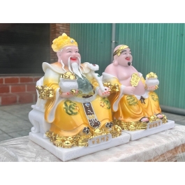 [8inch] Tượng Thần Tài Thổ Địa Đá Nhập Khẩu Cao Cấp Cao 20cm (Mẫu Phú Quý) - Vàng Gấm