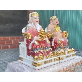 [10inch] Tượng Thần Tài Thổ Địa Áo Gấm Đá Nhập Khẩu Cao cấp 10inch - đỏ sẫm