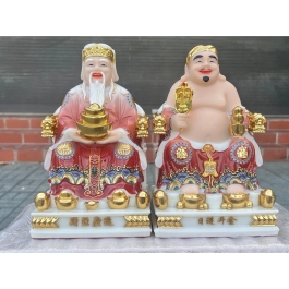 [10inch] Tượng Thần Tài Thổ Địa Áo Gấm Đá Nhập Khẩu Cao cấp 10inch - đỏ sẫm