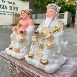 [8inch] Tượng Thần tài Thổ Địa đế đá nhập khẩu cao cấp Cao 20cm – Trắng