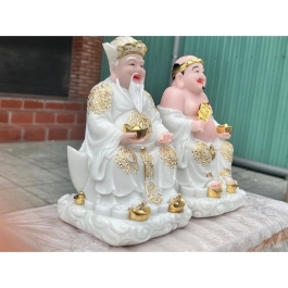 [8inch] Tượng Thần tài Thổ Địa bằng đá nhập khẩu cao cấp cao 22cm – Màu trắng