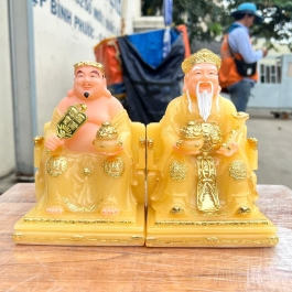 [6inch] Tượng Thần tài Thổ Địa đá nhập khẩu Cao 14.5cm - Màu vàng