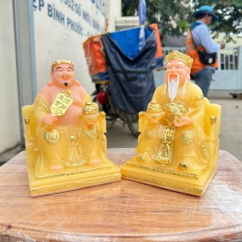 [6inch] Tượng Thần tài Thổ Địa đá nhập khẩu Cao 14.5cm - Màu vàng