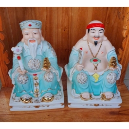 [8inch] Tượng Thần Tài Thổ Địa sứ đức hóa cao cấp nhập khẩu Đài Loan cao 23.5cm –Xanh