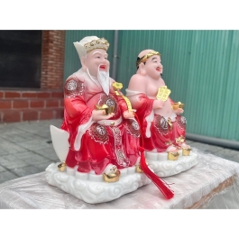 [10inch] Tượng Thần tài Thổ Địa áo gấm bằng đá nhập khẩu cao cấp cao 25cm – Màu đỏ