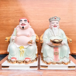 [10inch] Tượng Thần Tài Thổ Địa Sứ Đức Hóa Cao Cấp Nhập Khẩu cao 25cm – Màu xanh lá