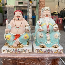 [10inch] Tượng Thần Tài Thổ Địa sứ đức hóa cao cấp nhập khẩu Đài Loan cao 25cm – xanh