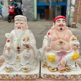[10inch] Tượng Thần Tài Thổ Địa sứ đức hóa cao cấp nhập khẩu Đài Loan cao 25cm – Trắng