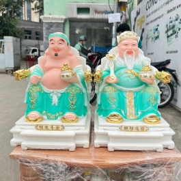 [10inch] Tượng Thần tài Thổ Địa ngồi ghế đá nhập khẩu mẫu mới nhất cao 25cm – Xanh