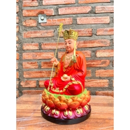 Tượng Địa Tạng Vương Bồ Tát  ngồi Đài Sen Đá nhập khẩu cao cấp Cao 30cm – Màu xanh dương