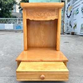 Bàn thờ thần tài ông địa gỗ Sồi ngang 48cm x cao 70cm