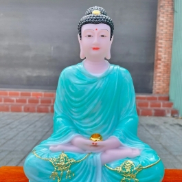 [12inch]Tượng Phật Bổn Sư Thích Ca Mâu Ni bằng đá nhập khẩu cao cấp  cao 31cm – màu xanh
