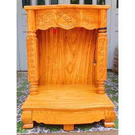 Bàn thờ Thần Tài Thổ Địa gỗ gõ đỏ cột vuông Ngang 50cm x cao 68cm – Loại tốt 