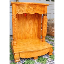 Bàn thờ Thần Tài Thổ Địa gỗ gõ đỏ cột vuông Cao 81cm x Ngang 60cm – Loại tốt 