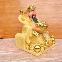 [ 12inch ] Tượng Thần Tiền Chiêu Tài Lộc mẫu Phú Quý hàng nhập khẩu cao 30 cm màu vàng thạch anh