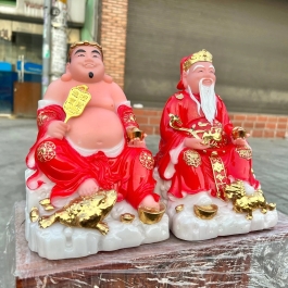 [8inch] Tượng Thần tài Thổ Địa đế đá nhập khẩu cao cấp Cao 20cm – Đỏ