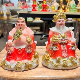 [6inch] Tượng Thần Tài Thổ Địa Bằng Đá Việt Nam Cao Cấp Đủ Màu (Đỏ, Trắng, Xanh, Vàng)- Cao 16cm