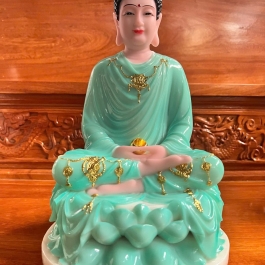[12inch] Tượng Phật Thích Ca Ngồi Đài Sen Cao 30cm Đá Nhập Khẩu - Màu Xanh