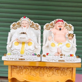 Tượng Thần Tài Thổ Địa Ngồi Ghế Bằng Sứ Đức Hóa Nhập Khẩu Cao Cấp Màu Trắng cao 29cm