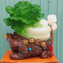 Tượng Cóc Ngậm Tiền Vàng Cõng Củ Cải cao 43cm 