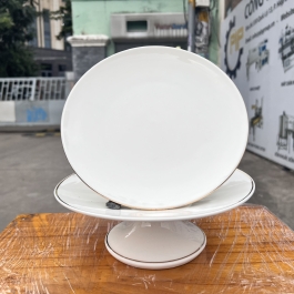 Đĩa sứ thờ họa tiết Đá Hoa Cương ngang 17.5cm cao 6cm – Trắng ( đĩa sứ)