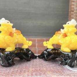 [7inch] Cặp Tỳ Hưu Phong Thủy Chiêu Tài Hút Lộc - Màu Vàng - Cao 18cm