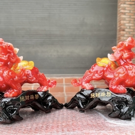 [7inch] Cặp Tỳ Hưu Phong Thủy Chiêu Tài Hút Lộc - Màu đỏ- Cao 18cm 