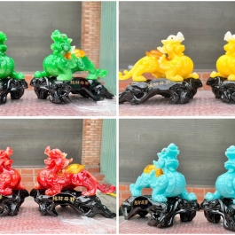 Cặp Tỳ Hưu Phong Thủy Chiêu Tài Hút Lộc - 4 Màu (Đỏ, Vàng, Xanh lá, Xanh ngọc) -  Cỡ nhỏ (Cao 12cm)