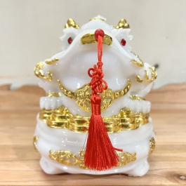 Cóc phong thủy, Thiềm Thừ để trên bàn thờ Thần Tài chiêu tài hút lộc – Trắng cỡ trung