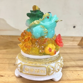 Cóc phong thủy đế đá xoay cõng củ cải cao 20cm - xanh dương