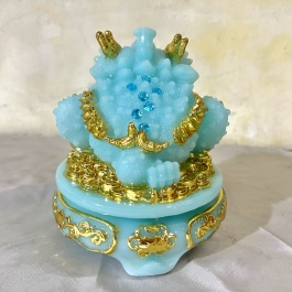 Thiềm Thừ Phong Thủy ( Cóc ba chân ) hàng Việt Nam sản xuất để bàn thần tài ông địa cao 18cm màu xanh