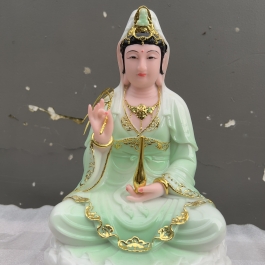 Tượng Quan Âm ngồi đài sen đá Việt Nam cao cấp cao 30cm – Màu xanh lá