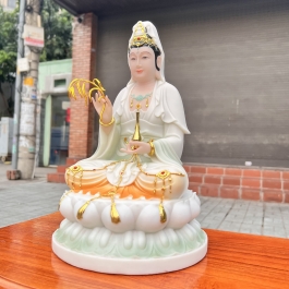 Tượng Quan Âm đá nhập khẩu cao cấp ngồi trên đài sen cao 30cm