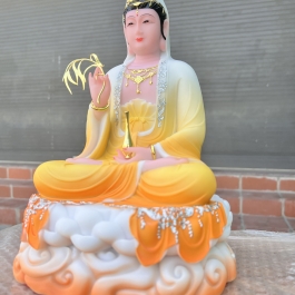 Tượng Quan Âm ngồi đài sen đá Việt Nam cao cấp cao 30cm – Màu Vàng