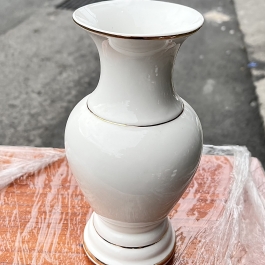 Bình hoa thờ cúng sứ họa tiết Đá Hoa Cương cao 30cm ngang 13cm – Màu Trắng