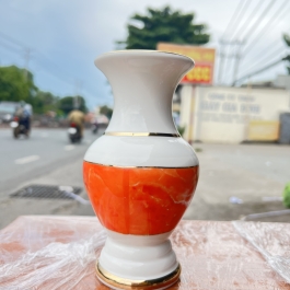 Bình hoa thờ cúng sứ họa tiết đá hoa cương Cao 25cm Ngang 11cm - Đá hoa cương màu Đỏ