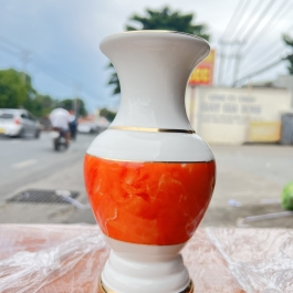 Bình hoa thờ cúng sứ họa tiết đá hoa cương Cao 25cm Ngang 11cm - Đá hoa cương màu Đỏ