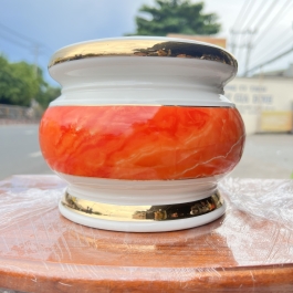 Bát nhang sứ họa tiết Đá Hoa Cương cao 8cm ngang 10cm  - Màu Đỏ 