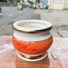 Bát nhang sứ họa tiết Đá Hoa Cương cao 8cm ngang 10cm  - Màu Đỏ 