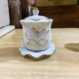 Hũ đựng muối gạo sứ trắng bạch ngọc cao 11cm ngang 9cm 